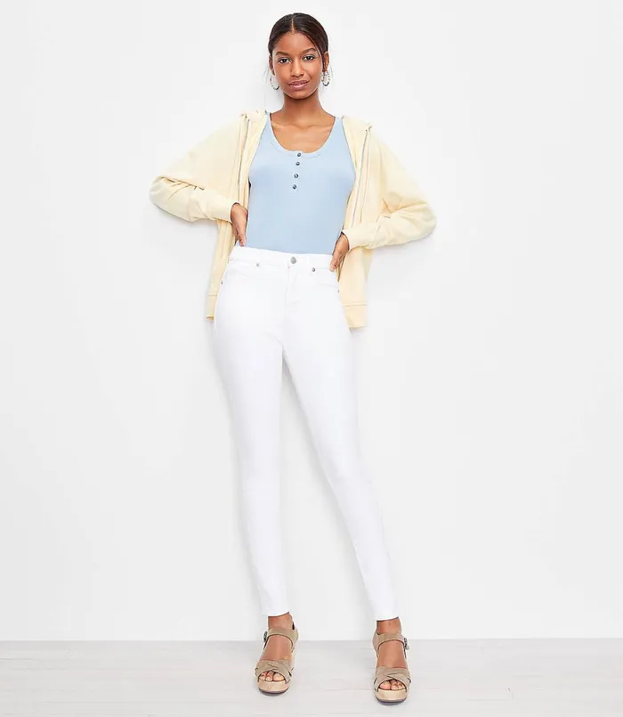 LOFT Petite High Rise Skinny Jeans In White White Women Petite Jeans