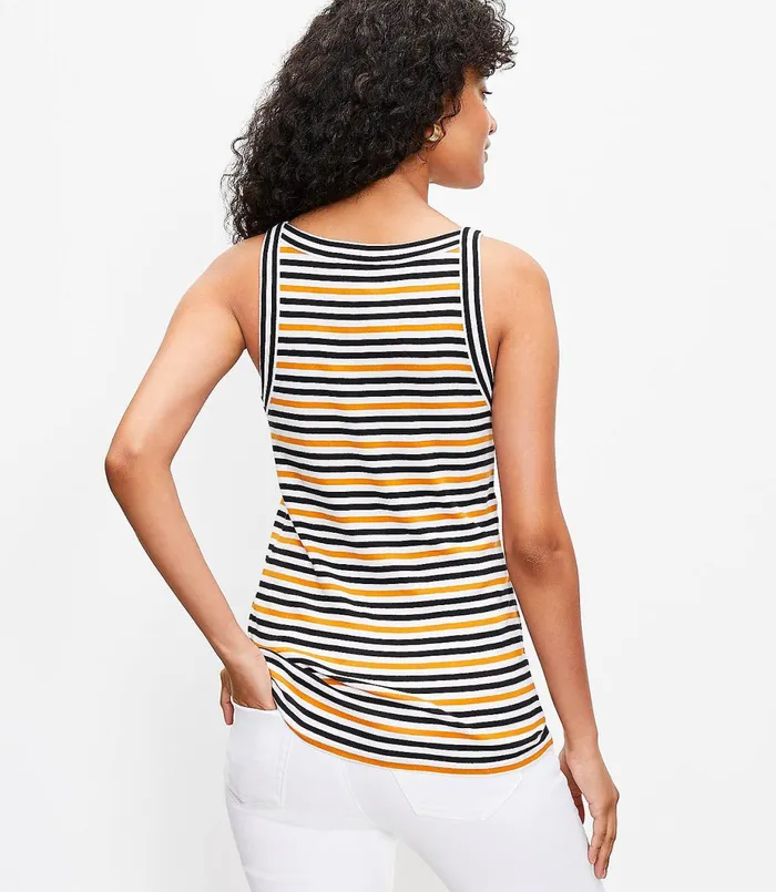 LOFT Petite Striped Halter Tank White Women Petite Tops