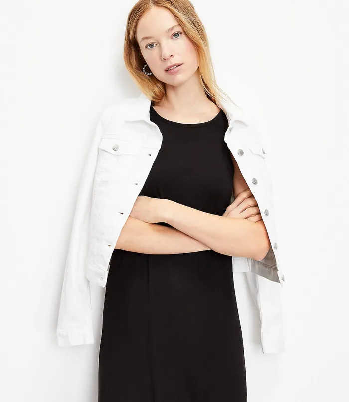 LOFT Petite Tank Midi Dress Black Women Petite Dresses