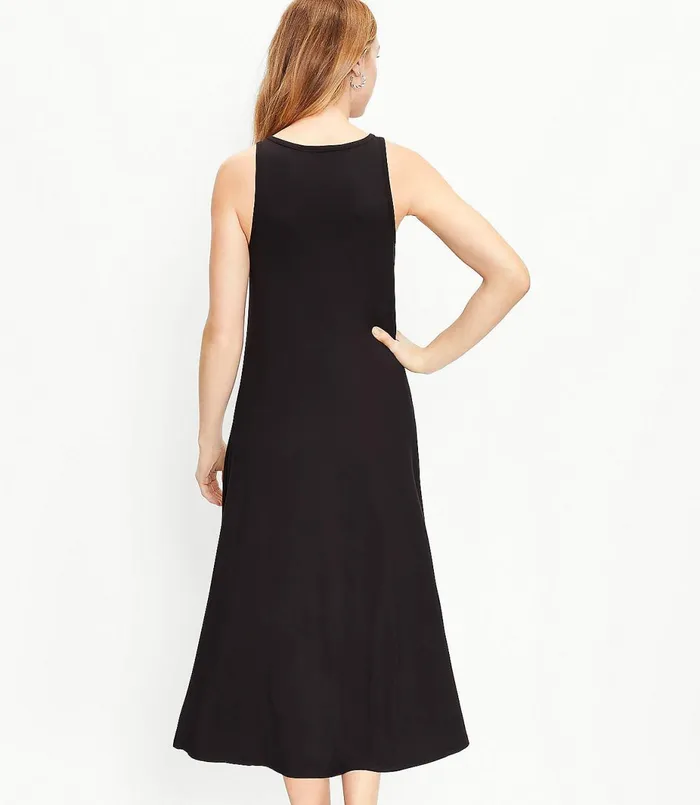 LOFT Petite Tank Midi Dress Black Women Petite Dresses