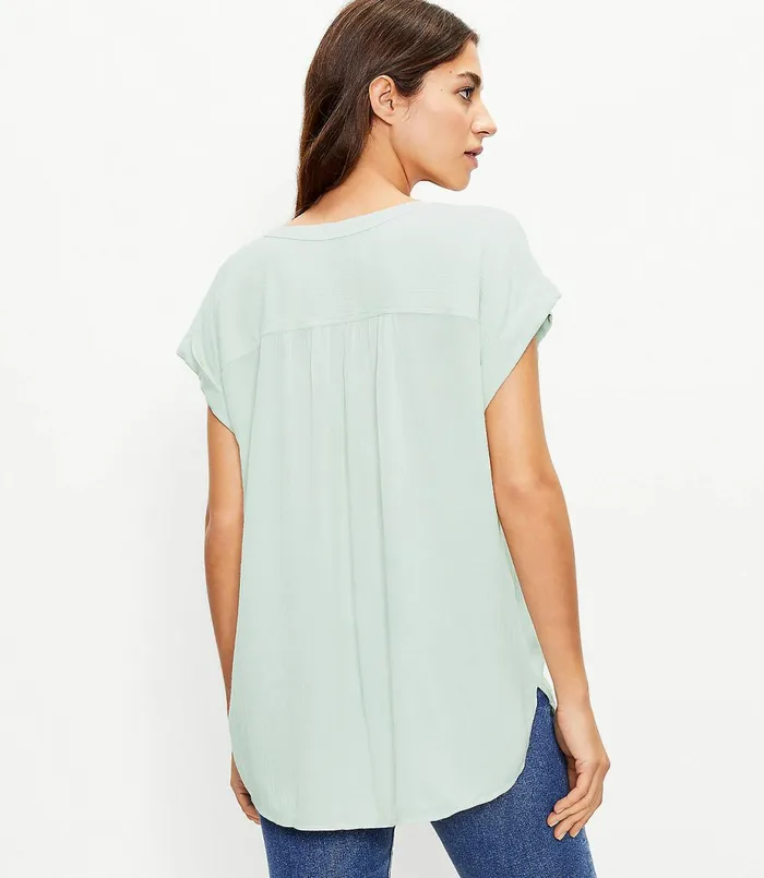 LOFT Petite VNeck Shirt Sienna Yellow Women Petite Tops