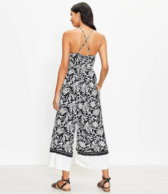 LOFT Petite Vine Crossback Strappy Jumpsuit Black Women Petite Dresses