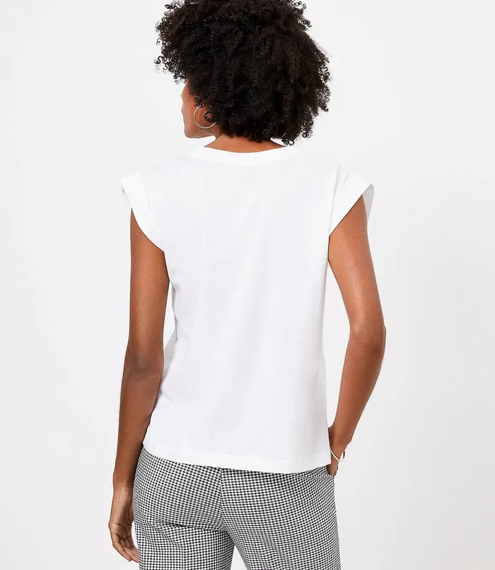 LOFT Pleated Muscle Tee White Women Tops