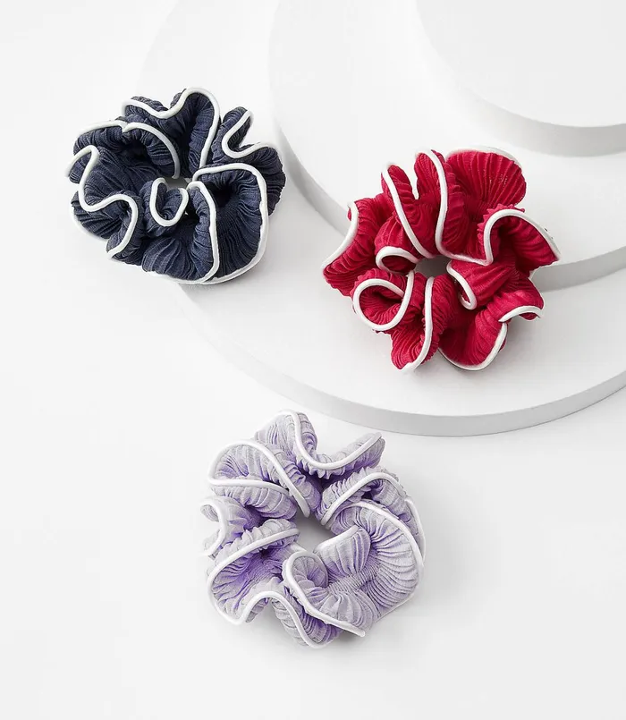 LOFT Pleated Scrunchie Set Multi Women Hair Accessories