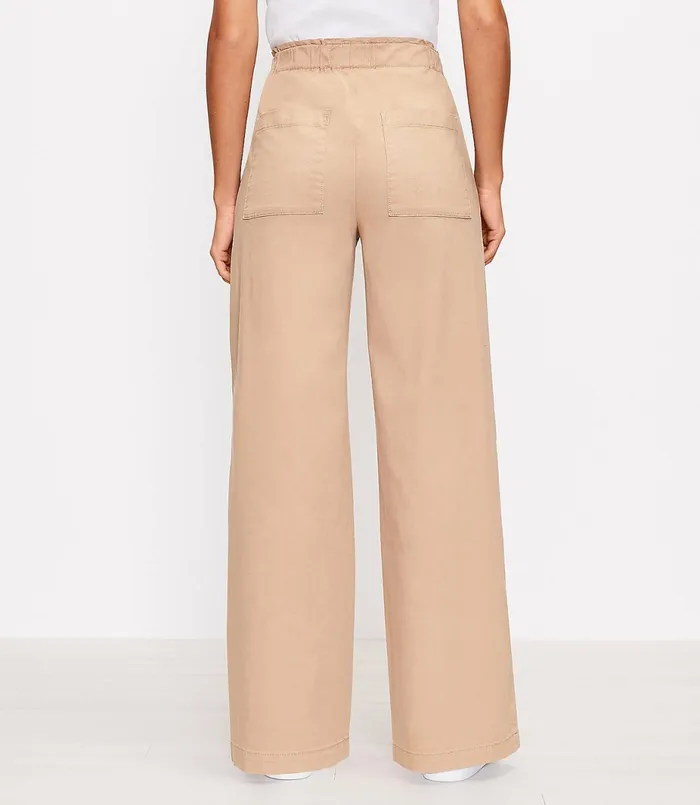 LOFT Pull On Palazzo Pants In Twill Sundried Vine Women Pants