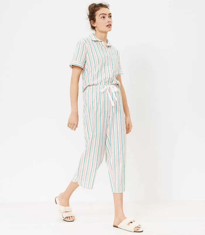 LOFT Rainbow Stripe Pajama Pants Whisper White Women Sleepwear