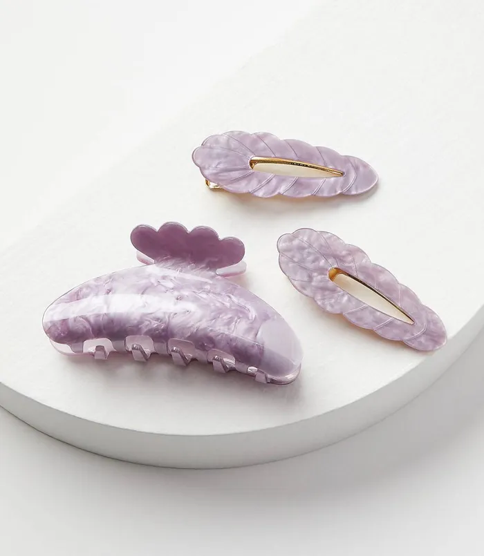 LOFT Resin Claw Hair Clip Set Violet Orchid Women Hair Accessories