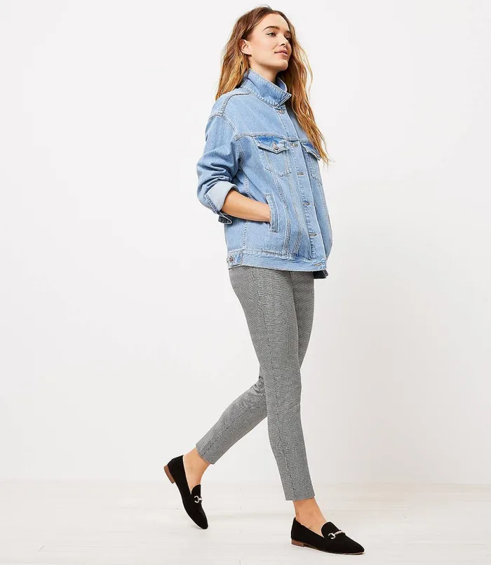 LOFT Side Zip Skinny Pants In Puppytooth Blackwhite Multi Women Pants
