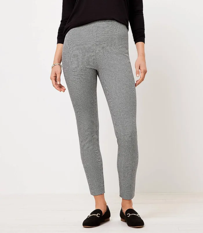 LOFT Side Zip Skinny Pants In Puppytooth Blackwhite Multi Women Pants