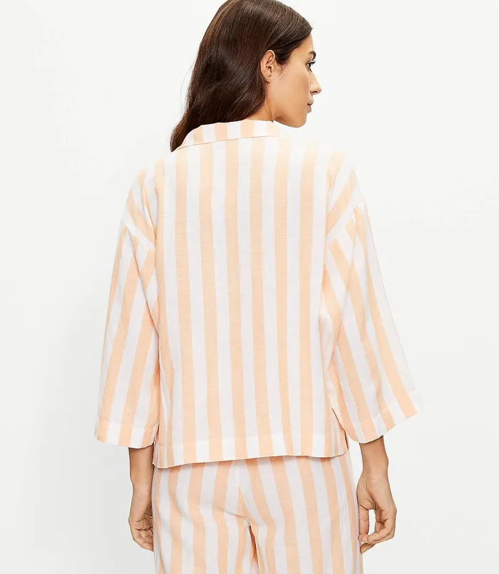 LOFT Striped Oversized Pajama Shirt Whisper White Women Sleepwear