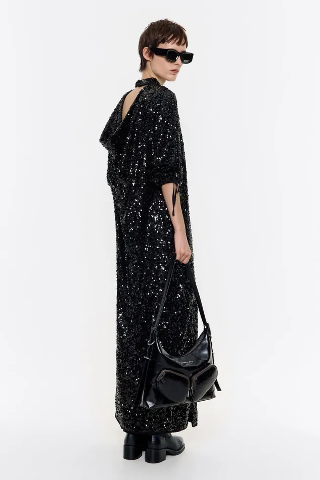 Long Black Sequin Dress Black Women Bimba Y Lola Party