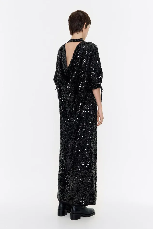 Long Black Sequin Dress Black Women Bimba Y Lola Party Long Black Sequin Dress Black Women Bimba Y Lola Party