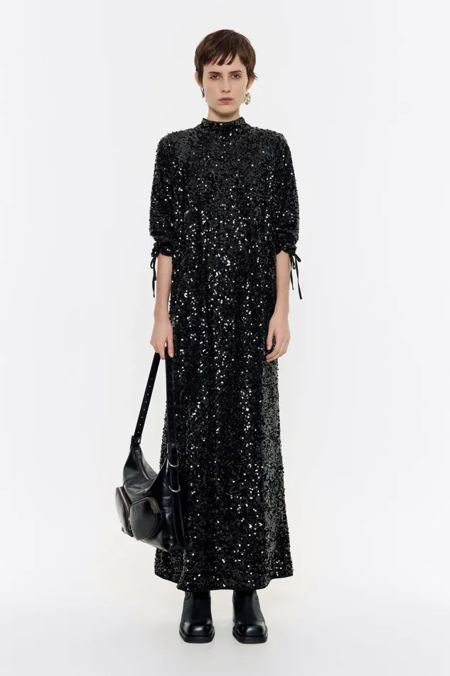 Long Black Sequin Dress Black Women Bimba Y Lola Party Long Black Sequin Dress Black Women Bimba Y Lola Party