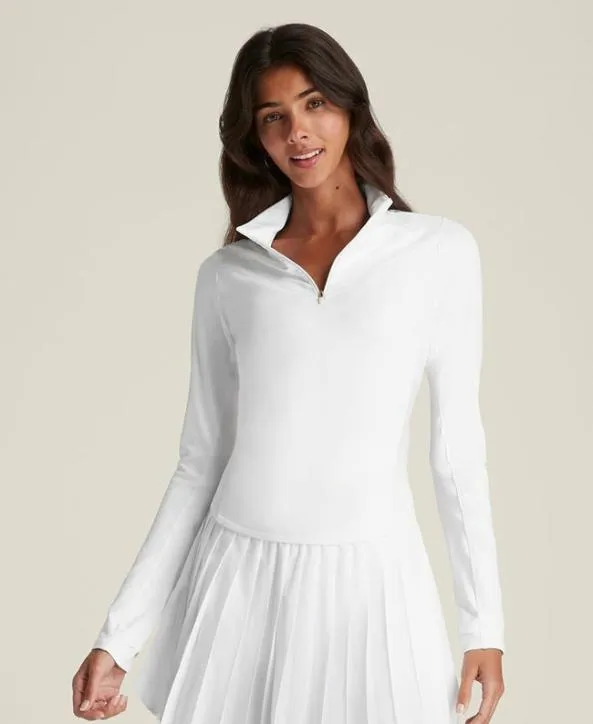 Long Sleeve Tops Women Wilson Doubles HalfZip Bright White