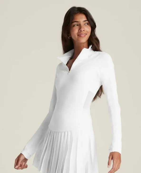 Long Sleeve Tops Women Wilson Doubles HalfZip Bright White