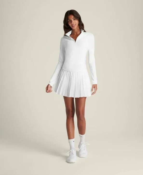 Long Sleeve Tops Women Wilson Doubles HalfZip Bright White