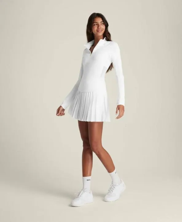 Long Sleeve Tops Women Wilson Doubles HalfZip Bright White