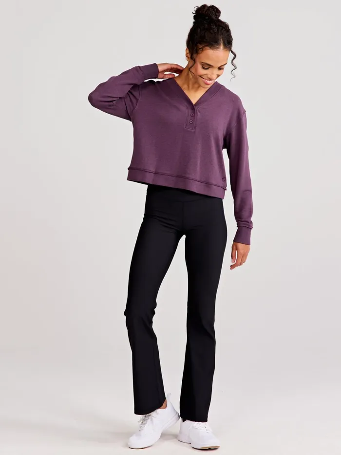 Lounge Women Tasc Performance Varsity Henley Sweatshirt