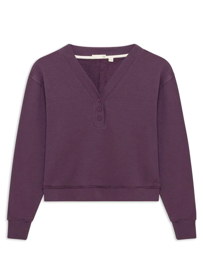 Lounge Women Tasc Performance Varsity Henley Sweatshirt