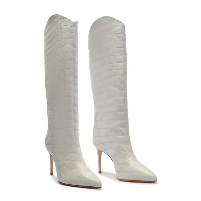Maryana CrocodileEmbossed Leather Boot Heather Women Schutz Shoes Maryana Boots
