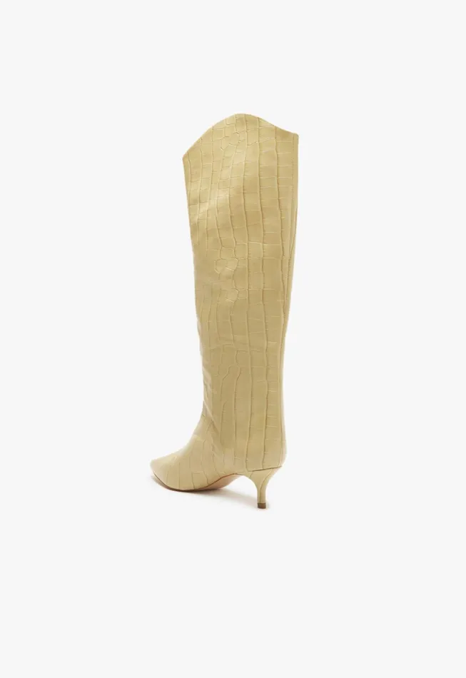 Maryana Lo CrocodileEmbossed Leather Boot Almond Buff Women Schutz Shoes Maryana Boots