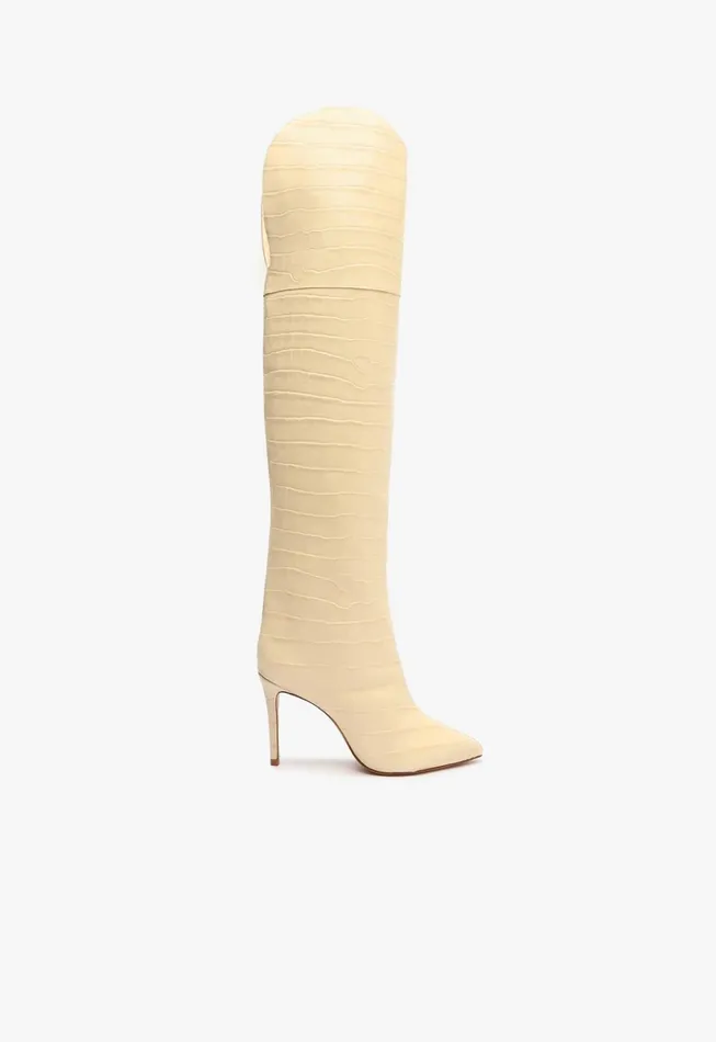 Maryana Over The Knee Leather Boot Eggshell Women Schutz Shoes Maryana Boots