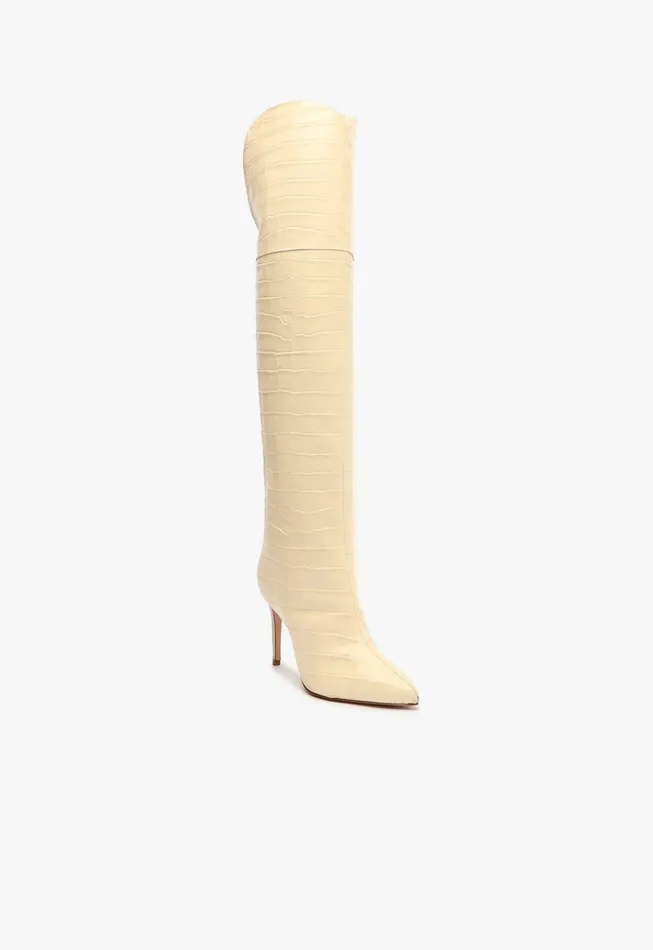 Maryana Over The Knee Leather Boot Eggshell Women Schutz Shoes Maryana Boots