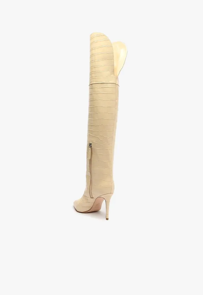Maryana Over The Knee Leather Boot Eggshell Women Schutz Shoes Maryana Boots