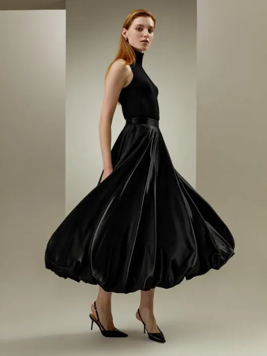 Maxi Bubble Umbrella Silk Skirt Women Lilysilk Bottoms