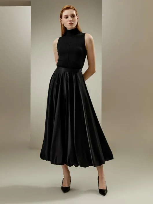 Maxi Bubble Umbrella Silk Skirt Women Lilysilk Bottoms