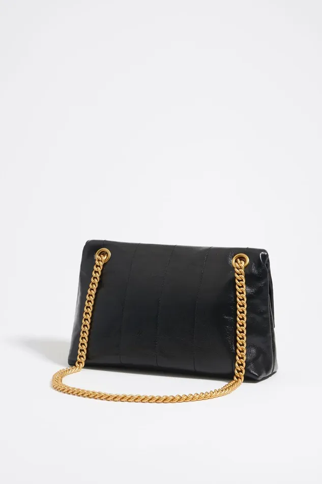 Medium Black Leather Flap Bag Black Women Bimba Y Lola Crossbody Bags Medium Black Leather Flap Bag Black Women Bimba Y Lola Crossbody Bags