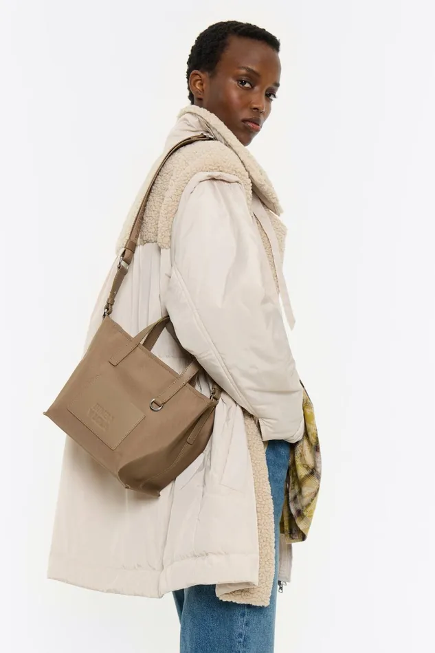 Medium Brown Nylon Crossbody Bag Bark Women Bimba Y Lola Crossbody Bags