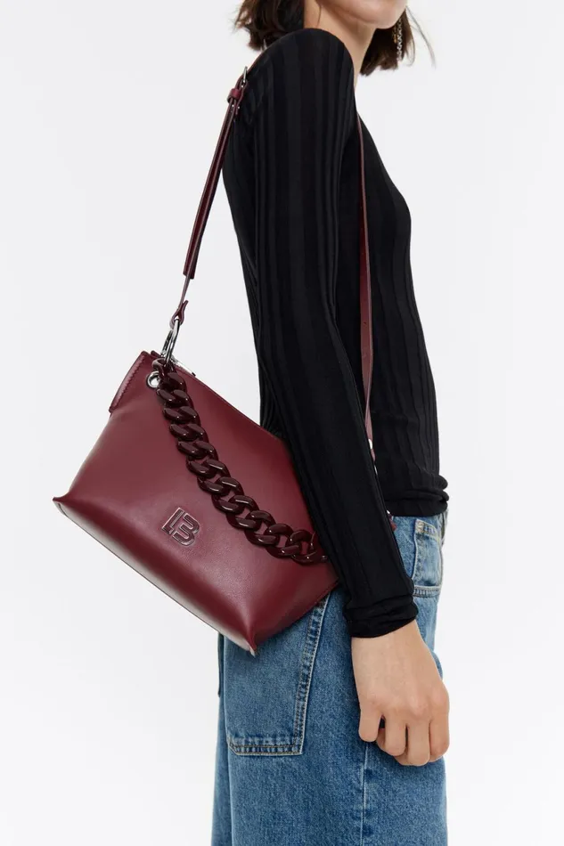 Medium Burgundy Leather Trapezium Bag Burgundy Women Bimba Y Lola Crossbody Bags Medium Burgundy Leather Trapezium Bag Burgundy Women Bimba Y Lola Crossbody Bags
