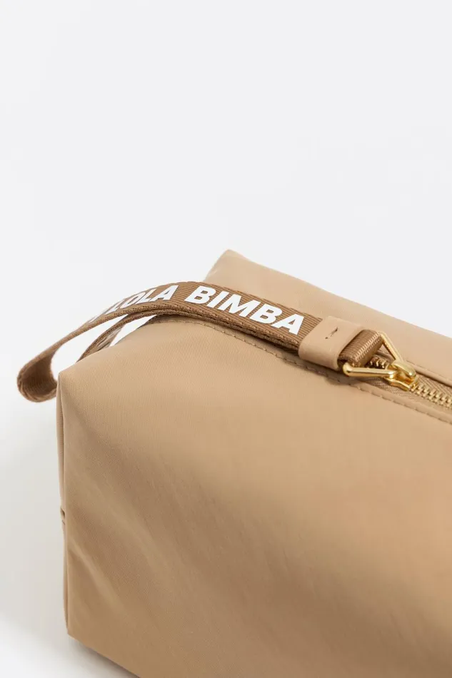 Medium Light Camel Nylon Makeup Case Light Camel Women Bimba Y Lola Vanity Pouches