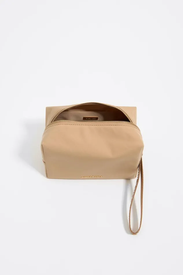 Medium Light Camel Nylon Makeup Case Light Camel Women Bimba Y Lola Vanity Pouches