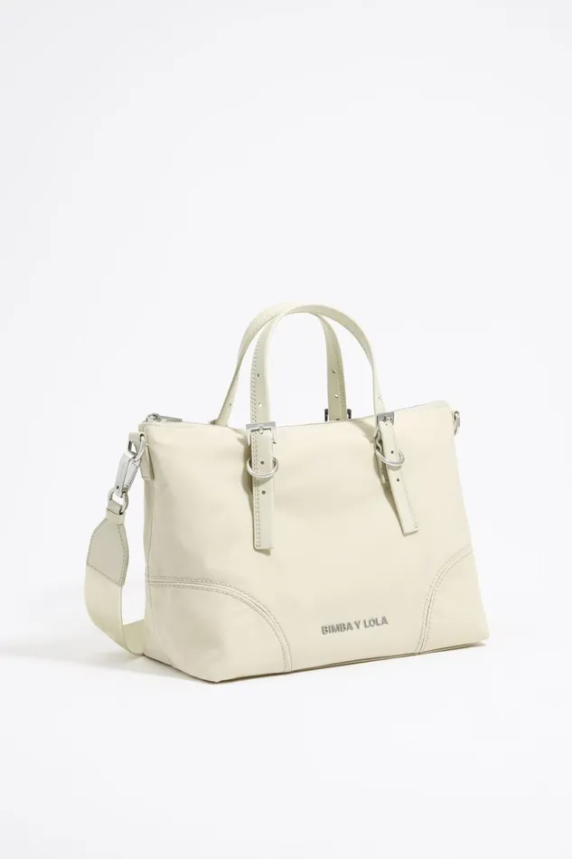 Medium Stone White Nylon Shopper Bag Stonewhite Women Bimba Y Lola Crossbody Bags Medium Stone White Nylon Shopper Bag Stonewhite Women Bimba Y Lola Crossbody Bags