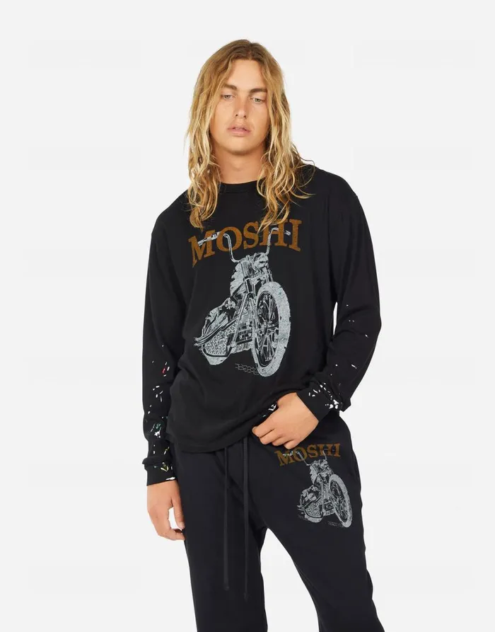 Men039s Rolston Moshi Cycle Black Graffiti Splatter Lauren Moshi Tees