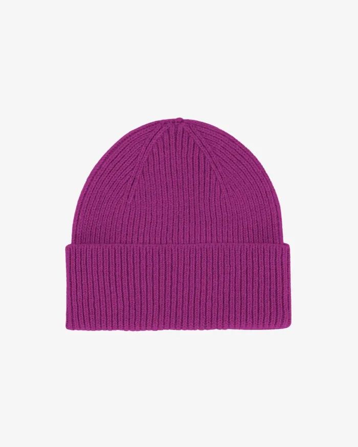 Men Beanies Colorful Standard Merino Wool Beanie Magenta Blaze