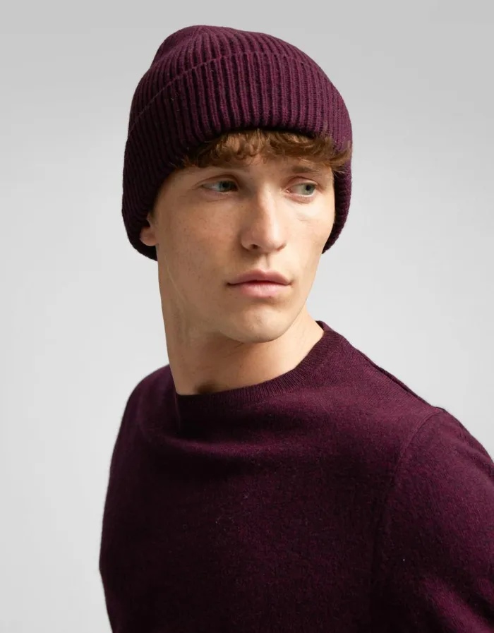 Men Beanies Colorful Standard Merino Wool Beanie Magenta Blaze