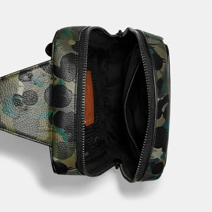 Men Belt Bags Coach Gotham Pack With Camo Print Matte Blackgreenblue