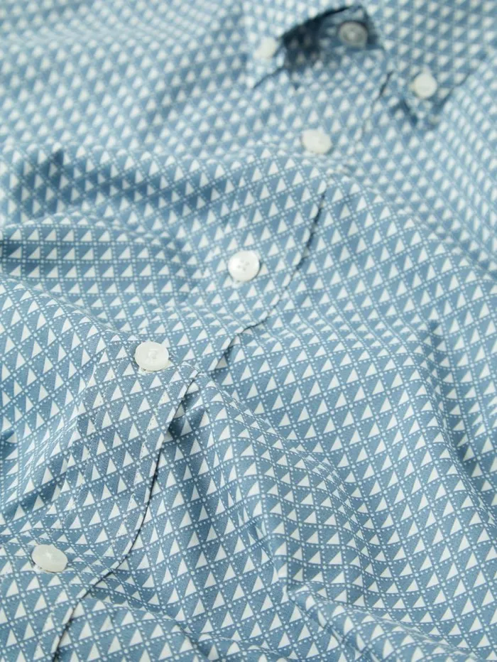 Men Ben Sherman Archive Print Shirts Geo Spot Print Shirt 8211 Blue Shadow