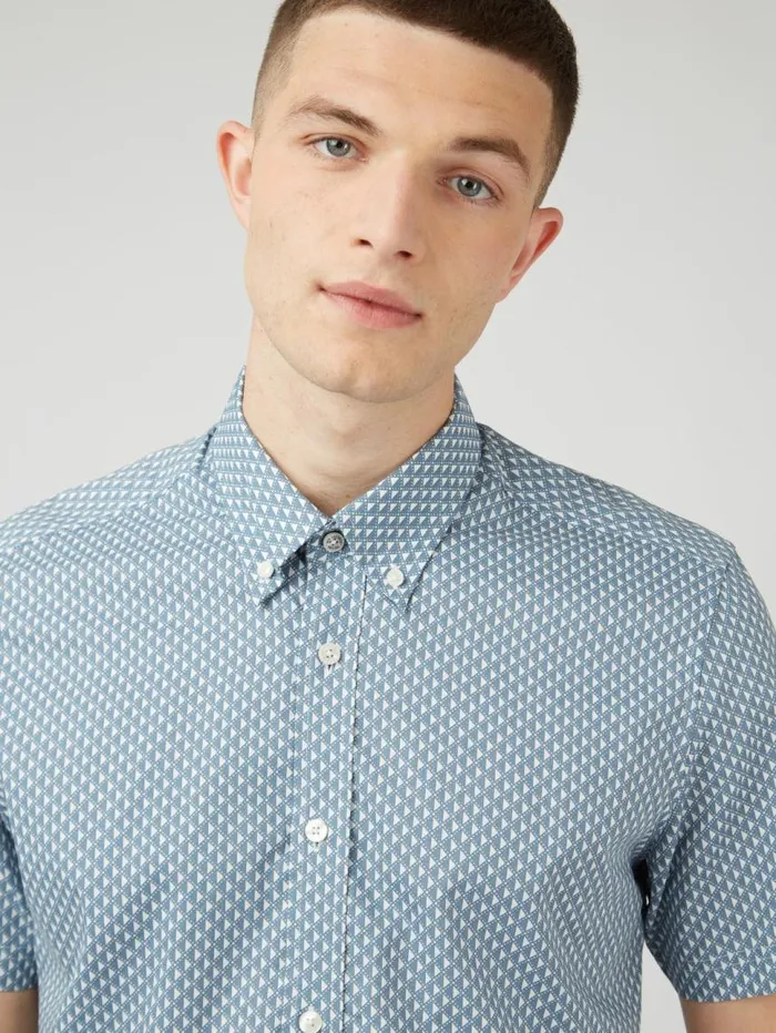 Men Ben Sherman Archive Print Shirts Geo Spot Print Shirt 8211 Blue Shadow Men Ben Sherman Archive Print Shirts Geo Spot Print Shirt 8211 Blue Shadow