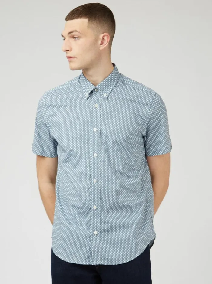 Men Ben Sherman Archive Print Shirts Geo Spot Print Shirt 8211 Blue Shadow Men Ben Sherman Archive Print Shirts Geo Spot Print Shirt 8211 Blue Shadow
