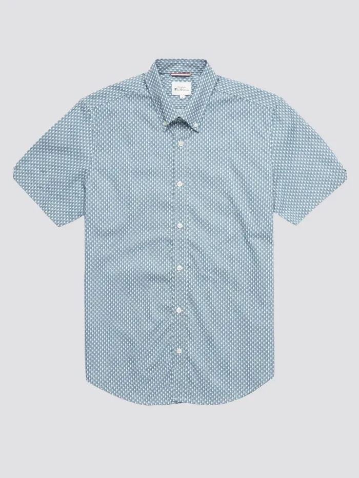 Men Ben Sherman Archive Print Shirts Geo Spot Print Shirt 8211 Blue Shadow Men Ben Sherman Archive Print Shirts Geo Spot Print Shirt 8211 Blue Shadow
