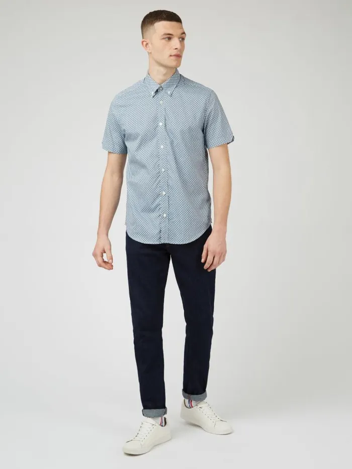 Men Ben Sherman Archive Print Shirts Geo Spot Print Shirt 8211 Blue Shadow Men Ben Sherman Archive Print Shirts Geo Spot Print Shirt 8211 Blue Shadow