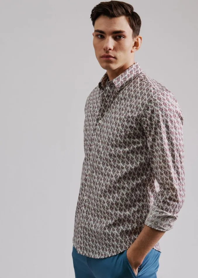 Men Ben Sherman Archive Print Shirts Mod Block Botanical Print Shirt