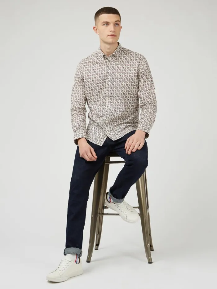 Men Ben Sherman Archive Print Shirts Mod Block Botanical Print Shirt Men Ben Sherman Archive Print Shirts Mod Block Botanical Print Shirt
