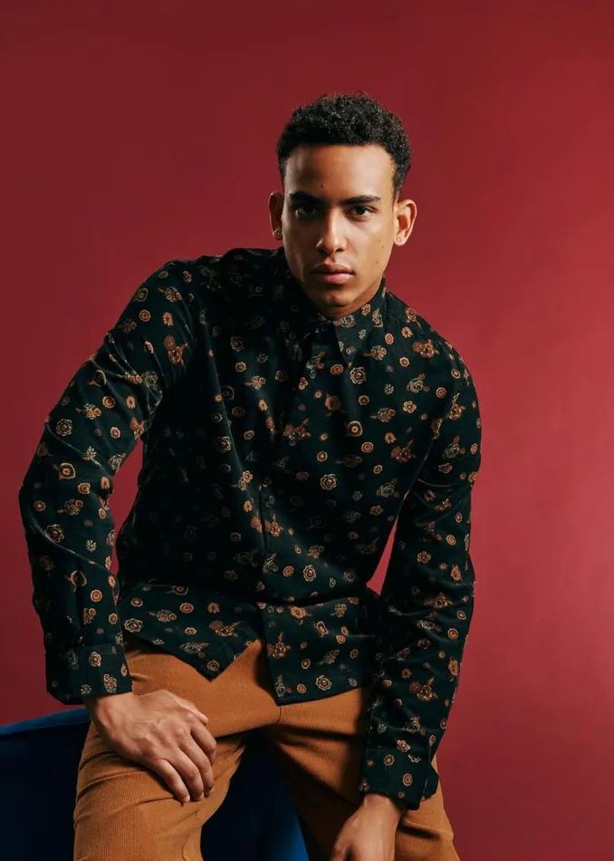Men Ben Sherman Archive Print Shirts Retro Floral Print Corduroy Shirt
