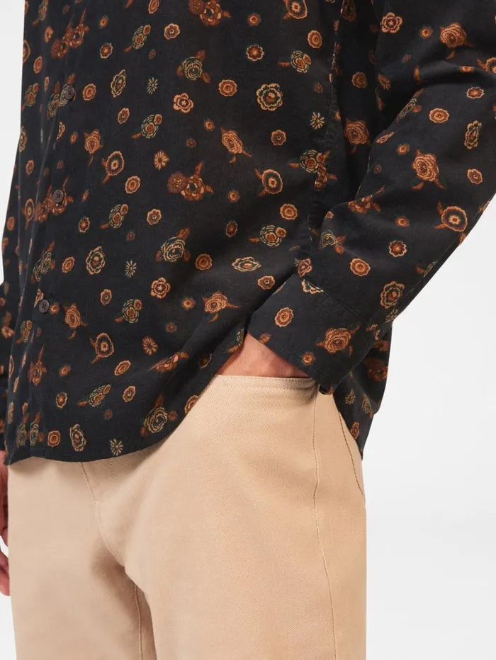 Men Ben Sherman Archive Print Shirts Retro Floral Print Corduroy Shirt