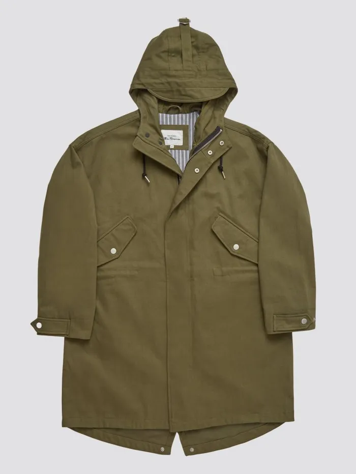 Men Ben Sherman Jackets and Outerwear FishtailHem Adjustable Parka Men Ben Sherman Jackets and Outerwear FishtailHem Adjustable Parka